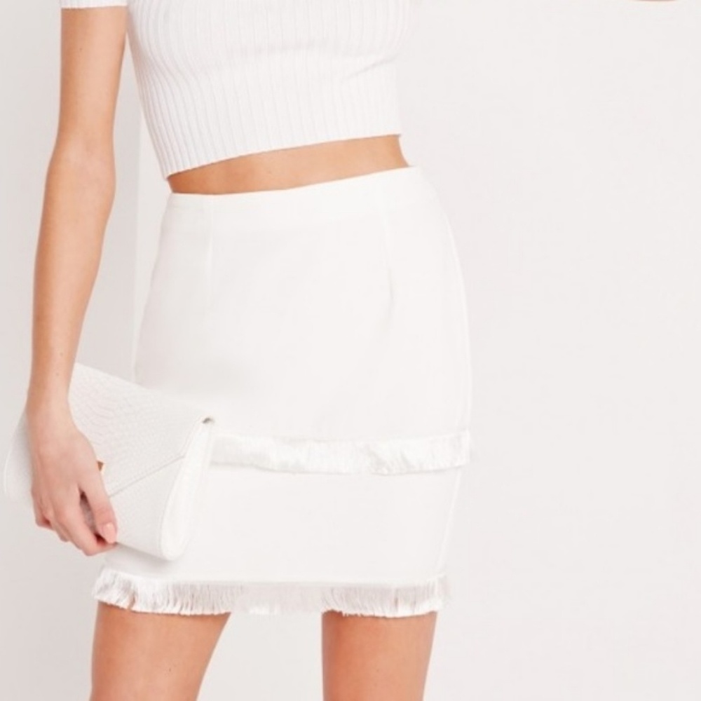 Flirty White Fringe Skirt by Fashion Union sz 8